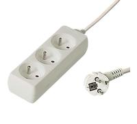 PremiumCord Regleta 230V, 3 Tomas, Extensión 230 V, Tomas Francesas Giradas 45°, Toma Múltiple Seguridad Infantil, Blanco, 7m