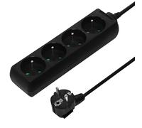 PremiumCord Regleta 230V, 4 Tomas, Extensión 230 V, Tomas Francesas Giradas 45°, Toma Múltiple Seguridad Infantil, Negro, 3m