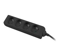 PremiumCord Regleta 230V, 4 Tomas, Extensión 230 V, Tomas Francesas Giradas 45°, Toma Múltiple Seguridad Infantil, Negro, 2m