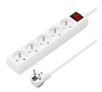 PremiumCord Regleta 230V, 5 Tomas, Extensión 230 V, Tomas Francesas Giradas 45°, Toma Múltiple Seguridad Infantil, Interruptor, 3m