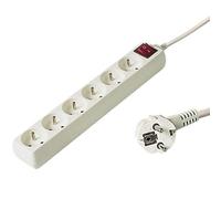 PremiumCord Regleta 230V, 6 Tomas con Interruptor, Extensión 230 V, Tomas Francesas Giradas 45°, Toma Múltiple Seguridad Infantil, Blanco, 7m
