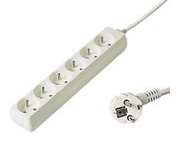 PremiumCord Regleta 230V, 6 Tomas, Extensión 230 V, Tomas Francesas Giradas 45°, Toma Múltiple Seguridad Infantil, Blanco, 3m