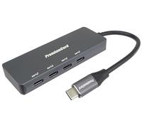 PremiumCord SuperSpeed Hub USB-C a 4X USB-C, USB 3.2 Gen 1, 5 Gbps, Carga 5 V, Macho a Hembra, Aluminio, Longitud 15 cm