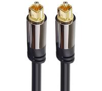 PremiumCord Toslink - Cable de audio óptico 1 m, diámetro exterior: 6 mm, conector enchufable Toslink, color: negro, plateado, dorado