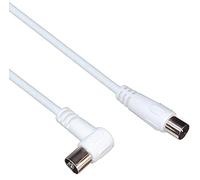 PremiumCord TV M/F 90, Cable Coaxial 75 Ohm, 3m, IEC Macho/Hembra, Blanco