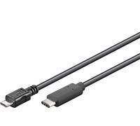 PremiumCord USB-C - Cable de Conexión Micro USB, Cable de Carga hasta 2,5W, Cable de Datos hasta 480Mbit/s, USB Tipo C Macho a Micro USB Macho, Triple Blindaje, Color Negro, Longitud 1m