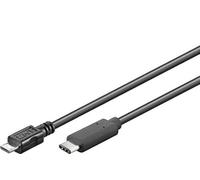PremiumCord USB-C - Cable de Conexión Micro USB, Cable de Carga hasta 2,5W, Cable de Datos hasta 480Mbit/s, USB Tipo C Macho a Micro USB Macho, Triple Blindaje, Color Negro, Longitud 0,6m