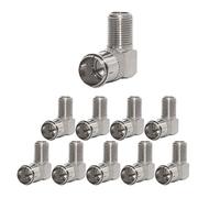 PremiumX 10 x Conector F (ángulo de 90 ° Conector 7,5 mm para Sat Cable Coaxial 10x F-Quickstecker<>F-Kupplung