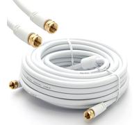 PremiumX BASIC-LINE SAT TV Cable de conexión F, cable coaxial con filtro de corriente, HDTV 4K, blanco, 15 m