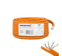 PremiumX - Cable de red CAT 7 de 10 m, cable LAN dúplex, cable de cobre Ethernet, cable de datos S/FTP PiMF PoE Eca Kat7, cable de instalación para instalación sin esfuerzo