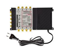 PremiumX PXMS Multiswitch 9/8 con alimentador - 2 Posiciones satelitales en 8 Salidas - Compatible con Digital HDTV FullHD 4K UHD 8K