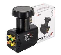 PremiumX Quattro LNB para Multiswitch - Convertidor de Señal de TV Multiswitch con Protección Meteorológica - LNB Satelital Digital en Negro - DVB-S2 8K UHD 4K Full HD