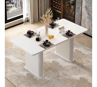 PREMTURE Mesas de comedor, mesa de comedor, mesa de comedor con 2 patas redondas gruesas, mesa, escritorio, mesa multifunción, para 2-6 personas, para cocina, comedor, sala de estar 160 x 74 x 80 cm