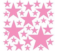 PREMYO 32 Estrellas Pegatinas Pared Infantil - Vinilos Decorativos Habitación Bebé Niña - Fácil de Poner Rosa