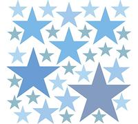 PREMYO 32 Estrellas Pegatinas Pared Infantil - Vinilos Decorativos Habitación Bebé Niños - Fácil de Poner Azul Pastel