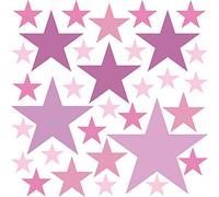 PREMYO 32 Estrellas Pegatinas Pared Infantil - Vinilos Decorativos Habitación Bebé Niños - Fácil de Poner Rosa Pastel