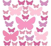 PREMYO 32 Mariposas Pegatinas Pared Infantil - Vinilos Decorativos Habitación Bebé Niña - Fácil de Poner Rosa Pastel