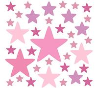 PREMYO 36 Estrellas Pegatinas Pared Infantil - Vinilos Decorativos Habitación Bebé Niña - Fácil de Poner Rosa Pastel