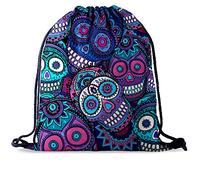 PREMYO Bolsa de Cuerdas Saco de Gimnasio Deporte Mochila Mujer Hombre con Impresión Cráneo Violeta Motivo Gracioso Práctico Cómodo Cordón Robusto