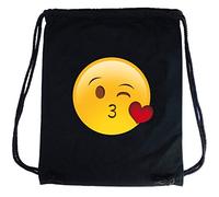 PREMYO Bolsa de Cuerdas Saco de Gimnasio Deporte Mochila Mujer Hombre con Impresión Kiss Práctico Cómodo Cordón Robusto Algodón Negro