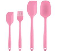 PREMYO Juego 4 Espátulas Cocina Lengua Silicona Pincel de Repostería Cuchara Resistente al Calor Antiadherente Volteador Paleta Masa Pastel Rosa