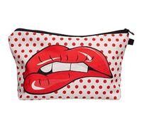 PREMYO Neceser de Maquillaje Estuche Escolar Pochette para Cosméticos Bolsa de Aseo Pequeña Práctico Estampado Impresión Diseño Labios Rojos