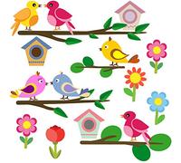 PREMYO Pájaros Flores Pegatinas Pared Infantil - Vinilos Decorativos Habitación Bebé Niños - Fácil de Poner