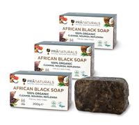 PreNaturals Jabón africano, orgánico, natural, 3 x 200 g, color negro