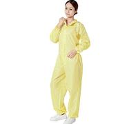 Prenda de protección con capucha,elástico del manguito,anti-estático Monos libre de polvo taller de prendas protectoras de las batas con capucha Ropa protectora,Amarillo,M
