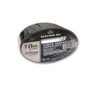 PRENDELUZ Cinta adhesiva negra de 10m, alta resistencia, ideal para reparaciones, manualidades y proyectos de bricolaje.