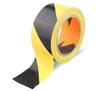 PRENDELUZ Cinta de señalización compacta negra y amarilla, 33 x 50 mm, alta visibilidad, ideal para marcar áreas y advertir sobre peligros.