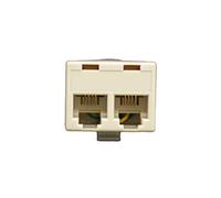 PRENDELUZ Clavija telefónica doble, 39.015/6/4/BT BL, con características técnicas para conexión dual, ideal para instalaciones de telefonía.