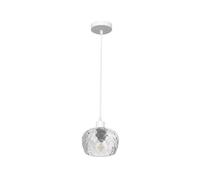 PRENDELUZ Colgante 1xE27 Blanco 13x13 cm con Tulipa de Cristal Tallado Transparente, ideal para decorar y proporcionar iluminación elegante.