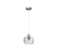 PRENDELUZ Colgante 1xE27 Cromo, dimensiones 13x13 cm, con tulipa de cristal tallado transparente, ideal para iluminar y decorar interiores.