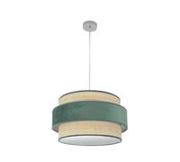 PRENDELUZ Colgante 2xe27 cromo/natural-verde 50x50 cm, ideal para iluminación decorativa en hogares y oficinas.