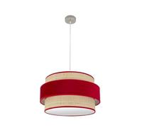 PRENDELUZ Colgante 2xe27 Niquel/natural-rojo Reg 50x50 cm - Iluminación decorativa ideal para ambientes modernos y acogedores.
