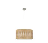 PRENDELUZ Colgante de luz 1xE27 en níquel y madera clara, dimensiones 40x40 cm, ideal para decoración y ambientación en espacios interiores.