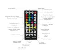 PRENDELUZ Controlador mini para tira LED 12V/24V DC RGB+CCT, con control remoto, múltiples efectos de iluminación, ideal para crear ambientes decorativos.