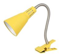 PRENDELUZ Flexo pinza metálico amarillo, ajuste flexible, luz LED, ideales para iluminación de escritorio y lectura en espacios reducidos.