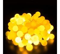 PRENDELUZ Guirnalda de luces de bajo voltaje, 10 m, bombillas de leche, luz blanca cálida; ideal para decorar interiores y exteriores.