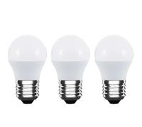 PRENDELUZ Kit de 3 bombillas LED E27 5W 400lm 3200K luz cálida Ø4,5x8cm, ideales para iluminación acogedora en hogares y oficinas.