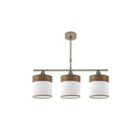 PRENDELUZ Lámpara de mesa 3xE14, cuero blanco y madera oscura, medidas 55x14 cm, ideal para iluminar y decorar espacios modernos.