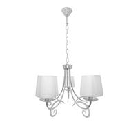 PRENDELUZ Lámpara Pantalla Blanca 5xE14, Acabado Cromo, Dimensiones 61x61 cm, Ideal para Iluminación de Ambientes Modernos.