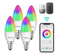 PRENDELUZ Pack ahorro SMART - Bombilla inteligente tipo vela - RGB, 5,5W E14 - Lámpara Smart vela pack 4