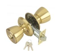 PRENDELUZ Pomo - pomo con Llave y condena, Acabado en latonado, Entrada de 60 mm, Adecuado para Seguridad y fácil instalación.