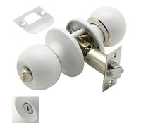 PRENDELUZ Pomo Puerta - pomo con condena, Color Blanco, Ideal para baño, Fabricado en Metal Resistente, diseño Moderno y Funcional, fácil instalación.