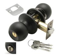 PRENDELUZ Pomo Puerta - pomo con Llave de condena, Color Negro, Ideal para entradas, fácil instalación y Uso, Duradero y Seguro para hogares.