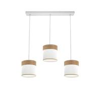 PRENDELUZ Regleta de iluminación 3xE27, color blanco y madera clara, medidas 60x16 cm, ideal para hogares, oficinas y ambientes contemporáneos.