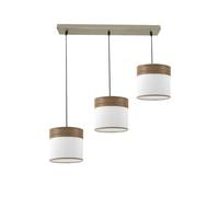 PRENDELUZ Regleta de luz 3xE27, cuero y blanca, madera oscura, dimensiones 60x16 cm, ideal para iluminar espacios y decorar interiores.