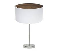 PRENDELUZ Sobremesa 1xe27 Níquel/Blanco, madera oscura, dimensiones 63x30x30 cm, ideal para iluminar espacios y decorar interiores.